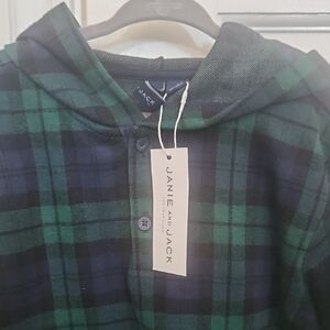 Janie and Jack Blue and Green Plaid Boy's Hoodie